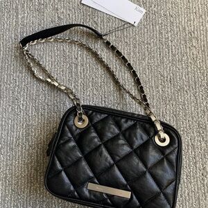 Matin Kim Black Quilted Chain Shoulder Bag